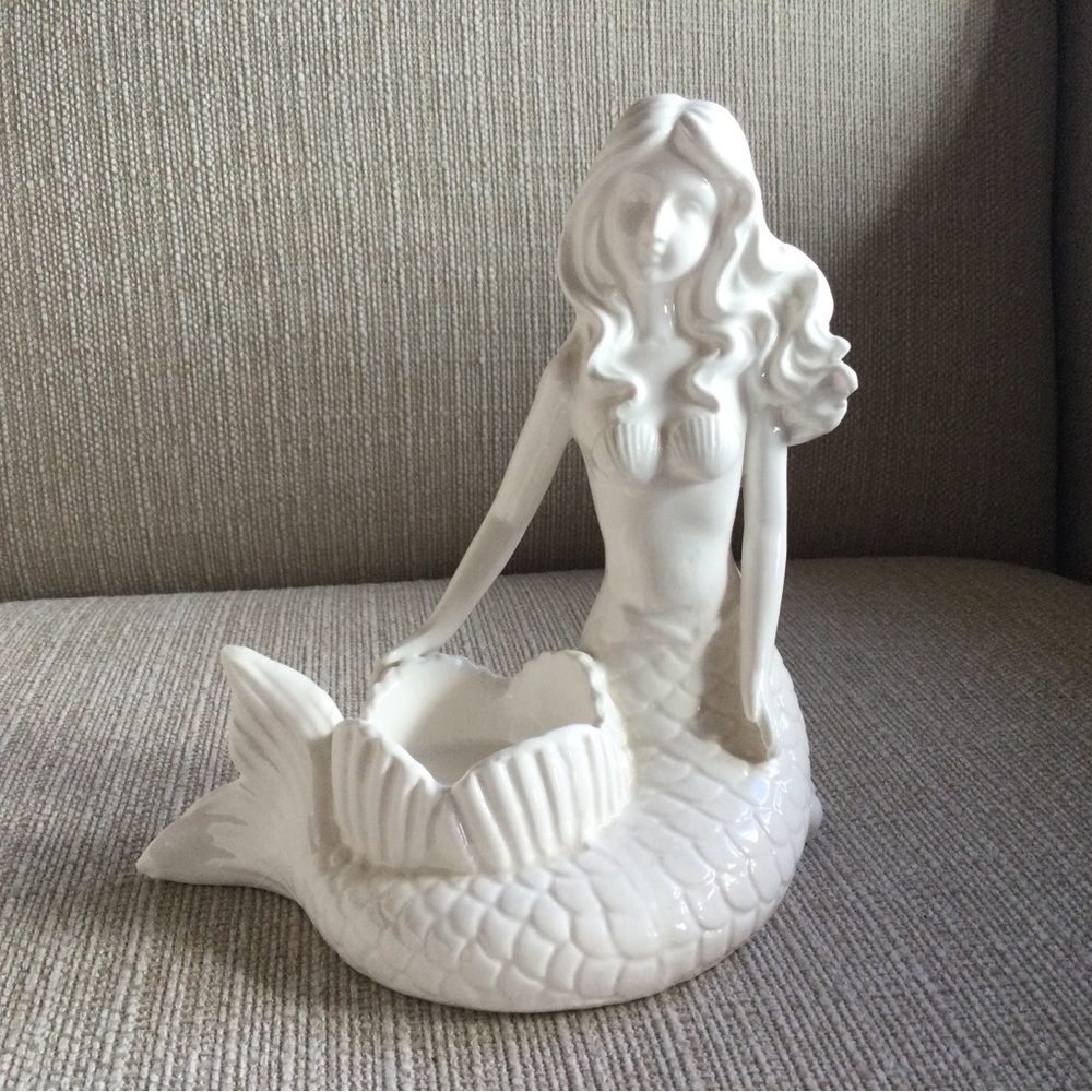 Mermaid Tea Light Votive Candle Holder white